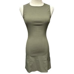 WEWOREWHAT Size XXS Dark Grey Mesh Muscle Tank Mini Dress Back Zip Linen Blend